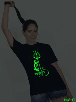 Nblue Cotton Mahakaal Kids Glow in Dark T-shirt Glow in Dark Women T-shirt