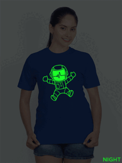 Rblue Cotton Astronaut Glow in Dark Women T-shirt