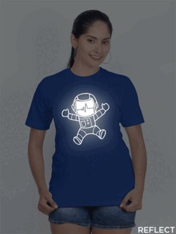 Rblue Cotton Astronaut Reflective Women T-shirt