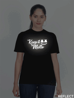 Black Cotton Keep it Mello Reflective Women T-shirt