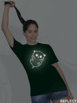 Bgreen Cotton Cute Little Cat Reflective Women T-shirt