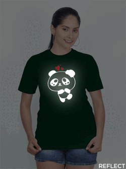 Bgreen Cotton Lovely Panda Reflective Women T-shirt