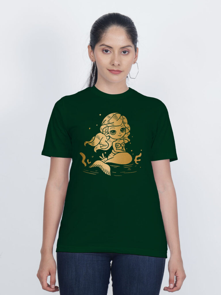 Mermaid Gold Printed Women T-shirt