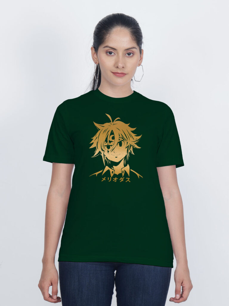 Meliodas Anime Gold Printed Women T-shirt