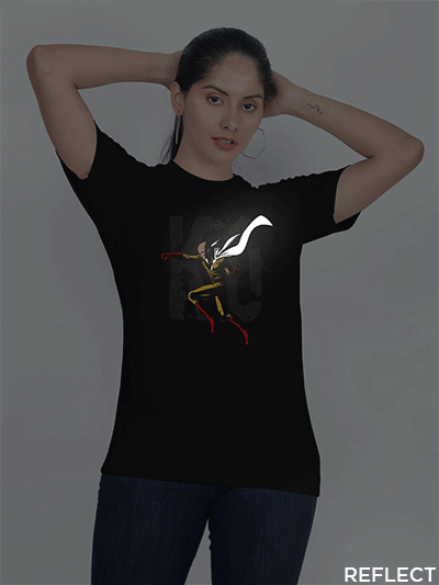 Black Cotton Saitama One Punch Man Reflective Women T-shirt