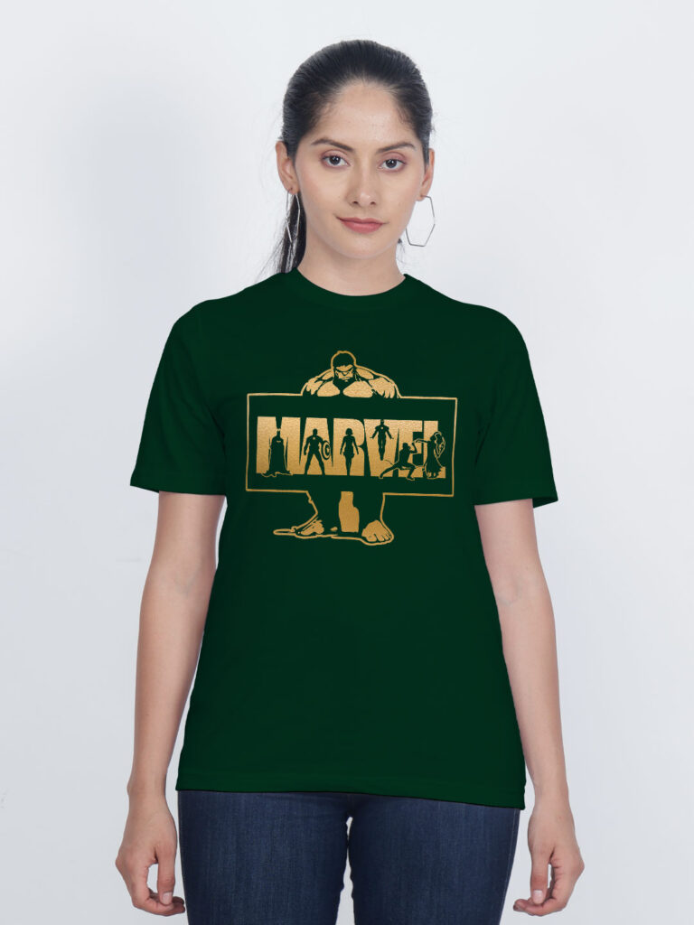 Hulk Marvel Gold Printed Women T-shirt