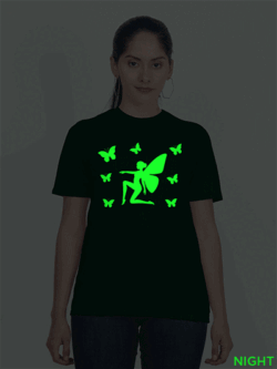 Bgreen Cotton Angle with Butterfly Glow in Dark Women T-shirt