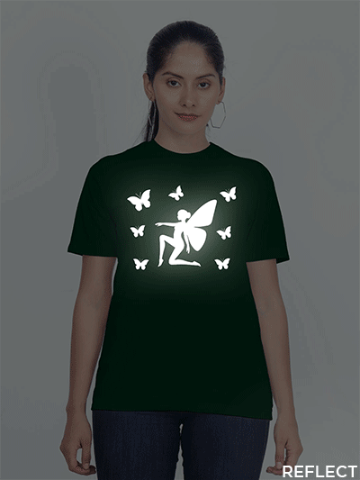 Bgreen Cotton Angle with Butterfly Reflective Women T-shirt