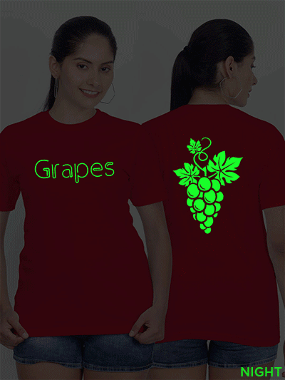 Red Cotton Grapes Glow in Dark Women T-shirt