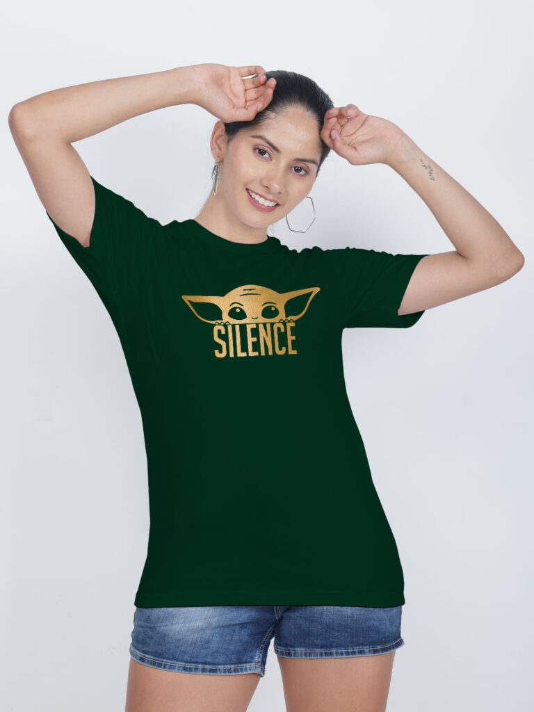 Silence Yoda Gold Printed Women T-shirt