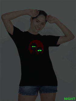 Black Cotton Rick and Morty Glow in Dark Women T-shirt