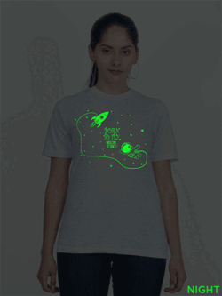 Grey Cotton Astronaut Born to Fly Glow in Dark Women T-shirt