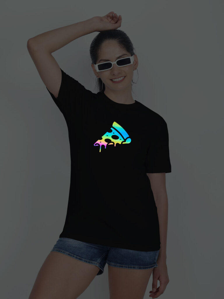 Pizza Slice Rainbow Reflective Women T-shirt