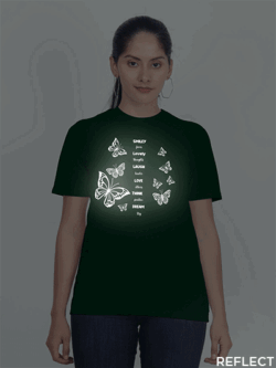 Bgreen Cotton Butterfly Smiley Reflective Women T-shirt