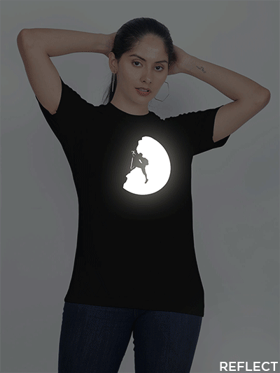 Black Cotton Trekking Reflective Women T-shirt