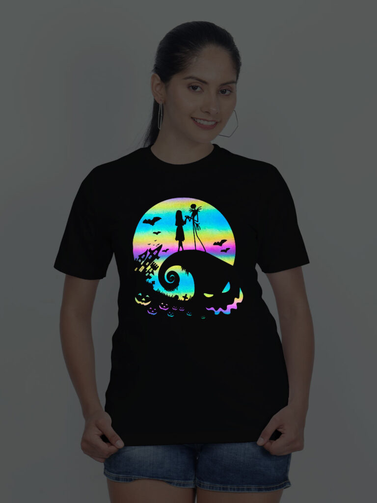 Halloween Night Rainbow Reflective Women T-shirt