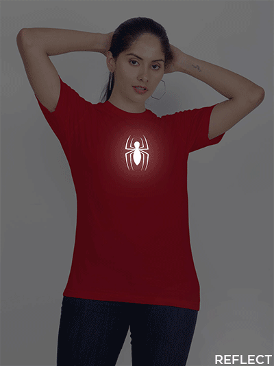 Red Cotton Spider Reflective Women T-shirt