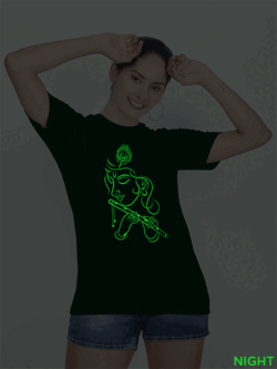 Bgreen Cotton Flute Krishna Glow in Dark Women T-shirt
