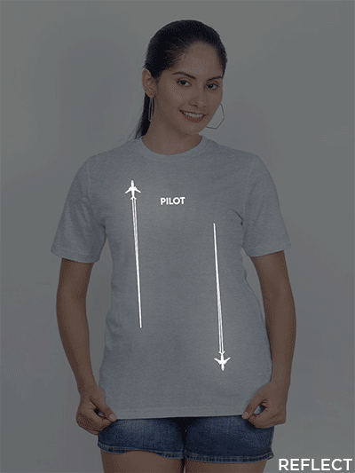 Grey Cotton Pilot Reflective Women T-shirt
