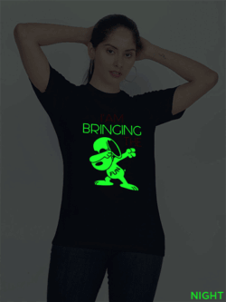 Nblue Cotton Bringing the fun Glow in Dark Women T-shirt