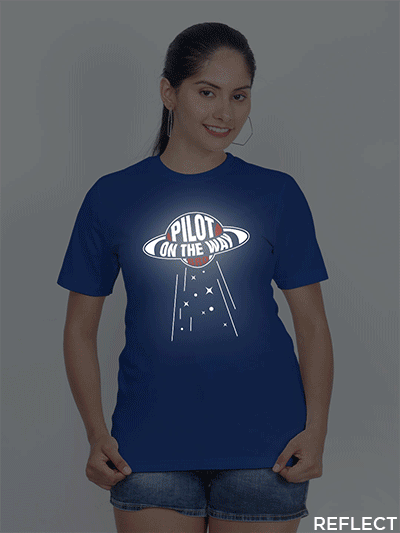 Rblue Cotton Pilot on the Way Reflective Women T-shirt