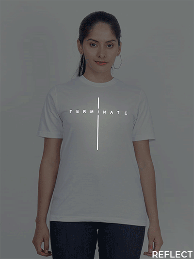White Cotton Terminator Reflective Women T-shirt
