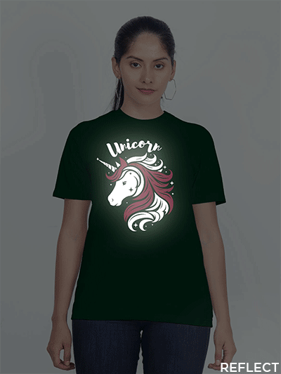 Bgreen Cotton Unicorn Reflective Women T-shirt