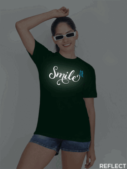 Bgreen Cotton Smile Butterfly Reflective Women T-shirt