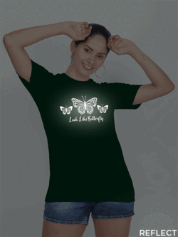 Bgreen Cotton Look Like Butterfly Reflective Women T-shirt