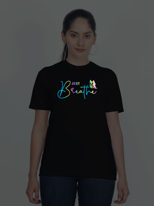 Just Breath Butterfly Rainbow Reflective Women T-shirt