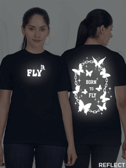 Nblue Cotton Born to Fly Reflective Women T-shirt