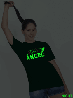 Bgreen Cotton Cute Angle Glow in Dark Women T-shirt