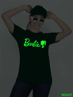 Bgreen Cotton Barbie Glow in Dark Women T-shirt