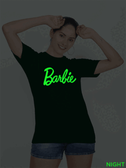 Bgreen Cotton Barbie Glow in Dark Women T-shirt
