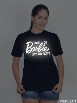 Nblue Cotton Come on Barbie Reflective Women T-shirt