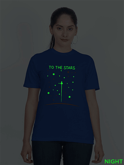 Rblue Cotton Pilot to the Stars Glow in Dark Women T-shirt
