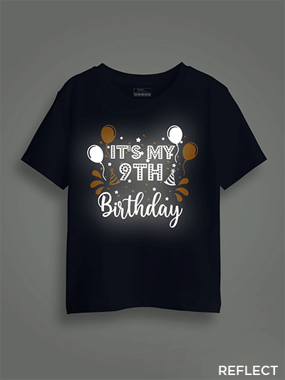 My 9th Birthday Reflective Kids T-shirt