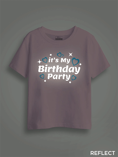 Pink Cotton It's my Birthday Party Reflective Kids T-shirt
