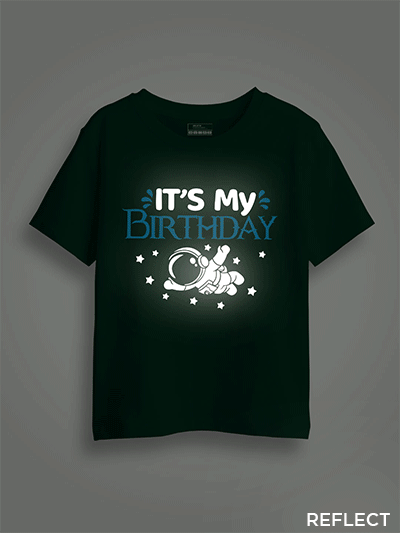 Bgreen Cotton Birthday Astronaut Reflective Kids T-shirt