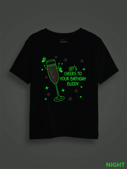 Let’s Cheers to your Birthday Buddy Kids Glow in Dark T-shirt