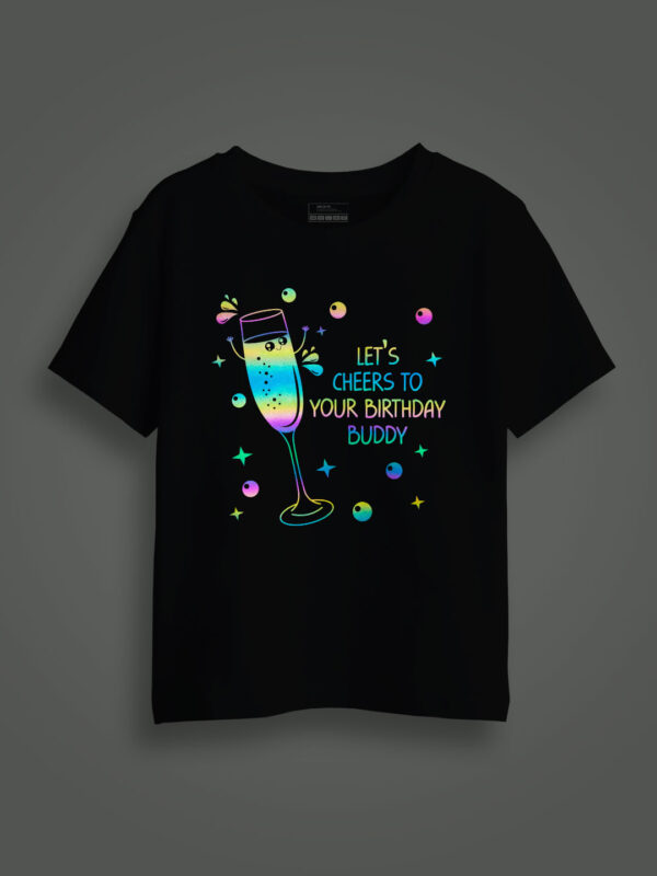 Let’s Cheers to your Birthday Buddy Rainbow Reflective Kids T-shirt