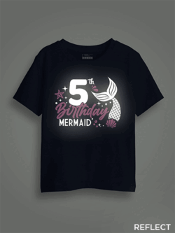 5th Birthday Mermaid Reflective Kids T-shirt