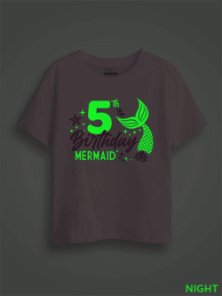 5th Birthday Mermaid Kids Glow in Dark T-shirt