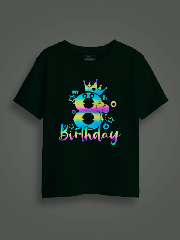 My 8th Birthday Rainbow Reflective Kids T-shirt