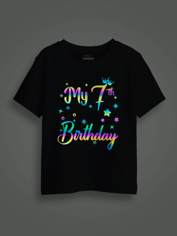 7th Birthday Rainbow Reflective Kids T-shirt