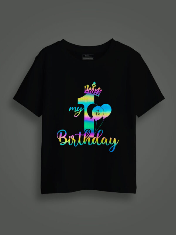 Birthday Crown Rainbow Reflective Kids T-shirt