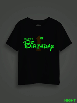 1st Birthday Flag Kids Glow in Dark T-shirt