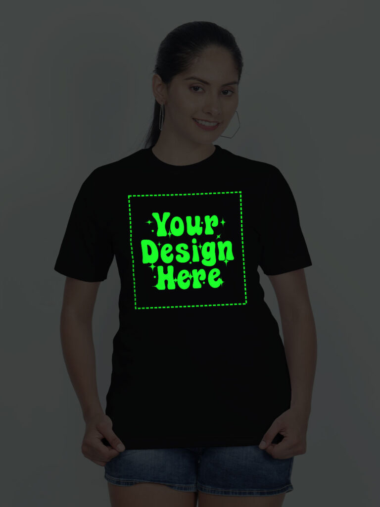Customize Night Glow Women Black Tshirt