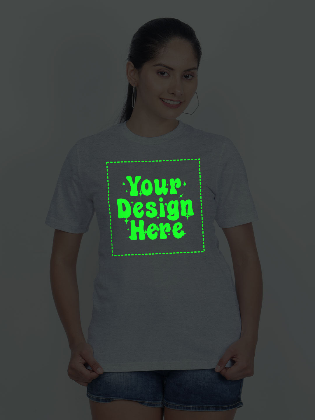 Customize Night Glow Women Grey Tshirt | Women | Night Glow