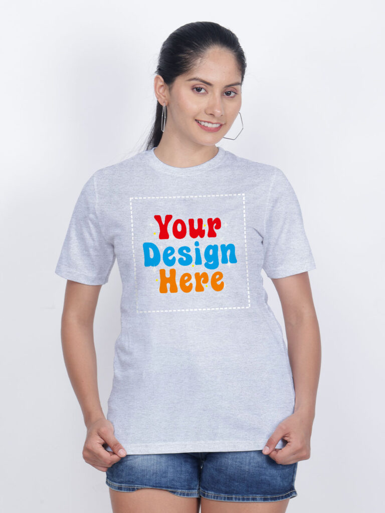 Women Grey Customize Printed T-shirt